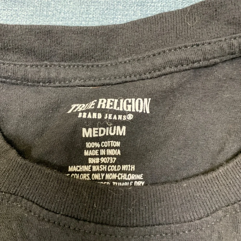 True Religion Brand Jeans T Shirt Mens Medium Black Cotton Short Sleeve Summer